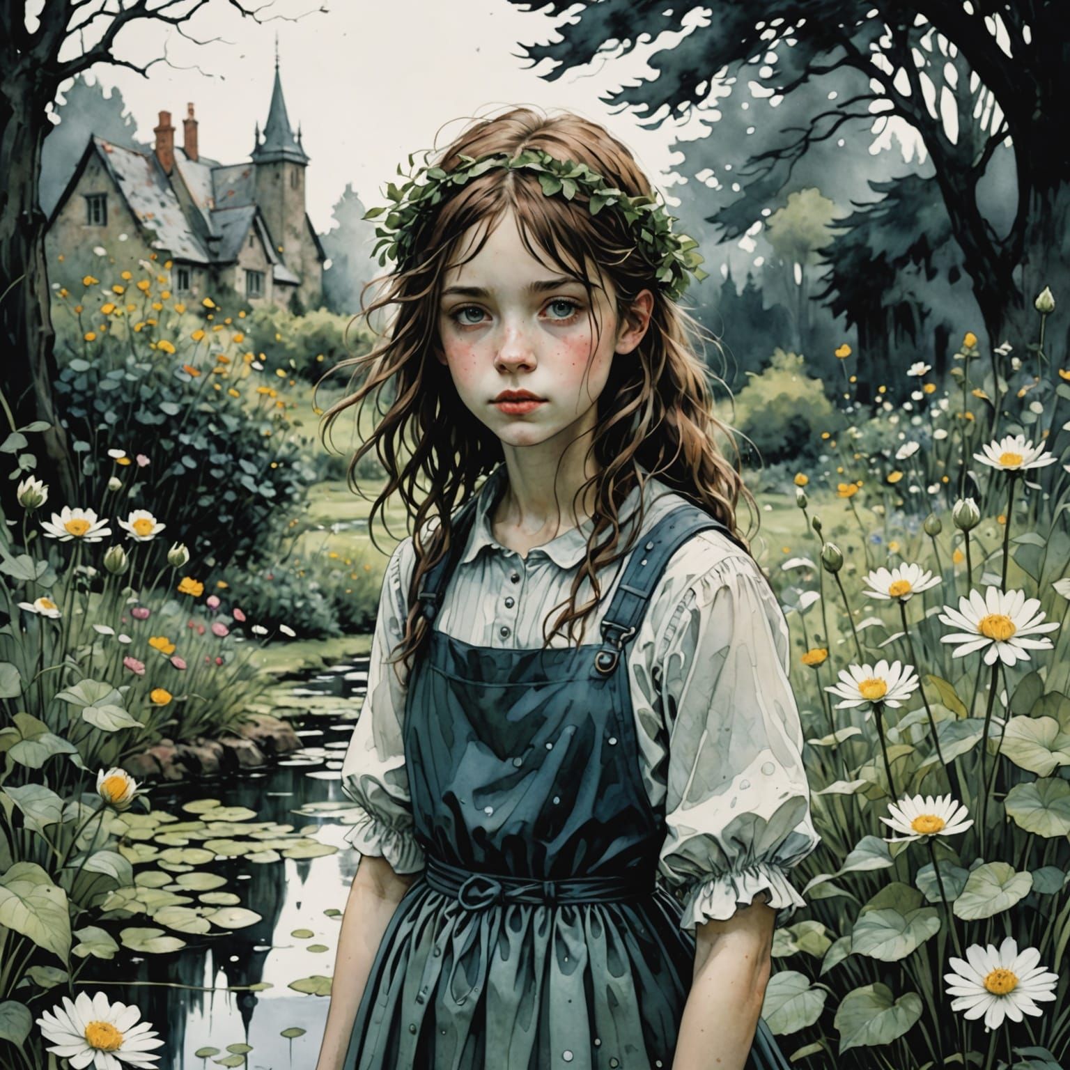 Girl in a Garden Storybook Art