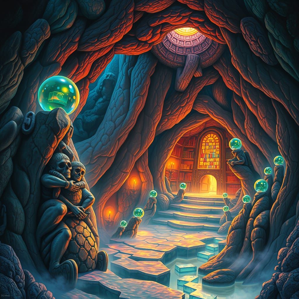 Mystical Atlantean Library Protected by Bubbles