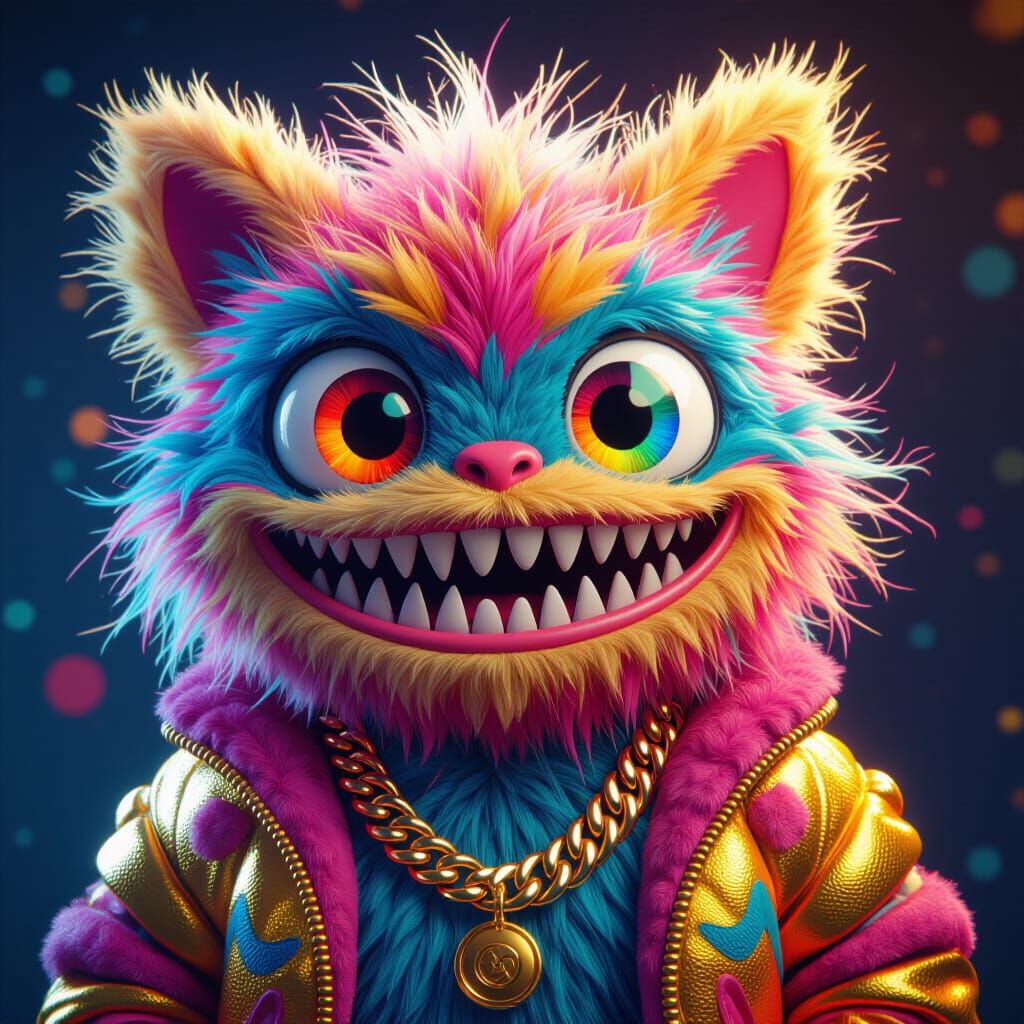 Hyperdetailed Fluffy Monster Portrait in Art Nouveau Style