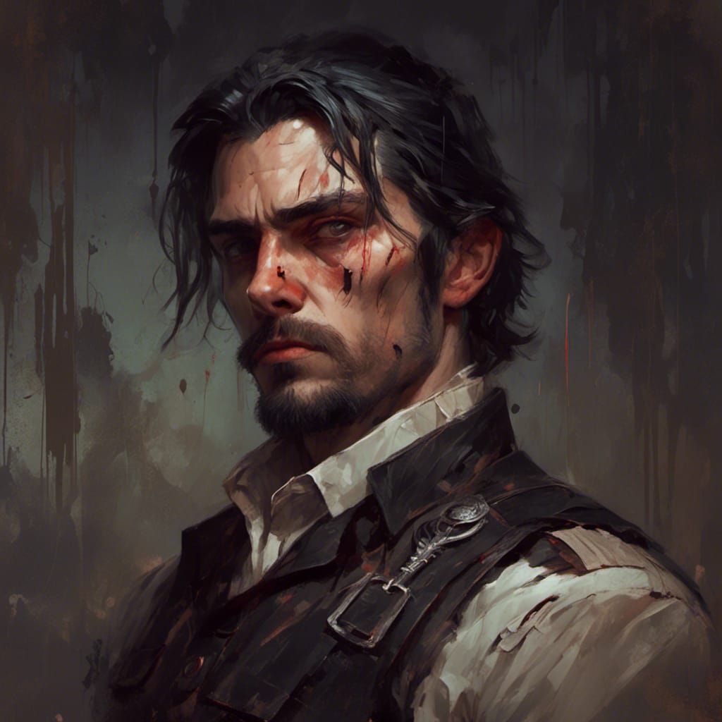 Stern Militia Leader Portrait in Hyperdetailed Style