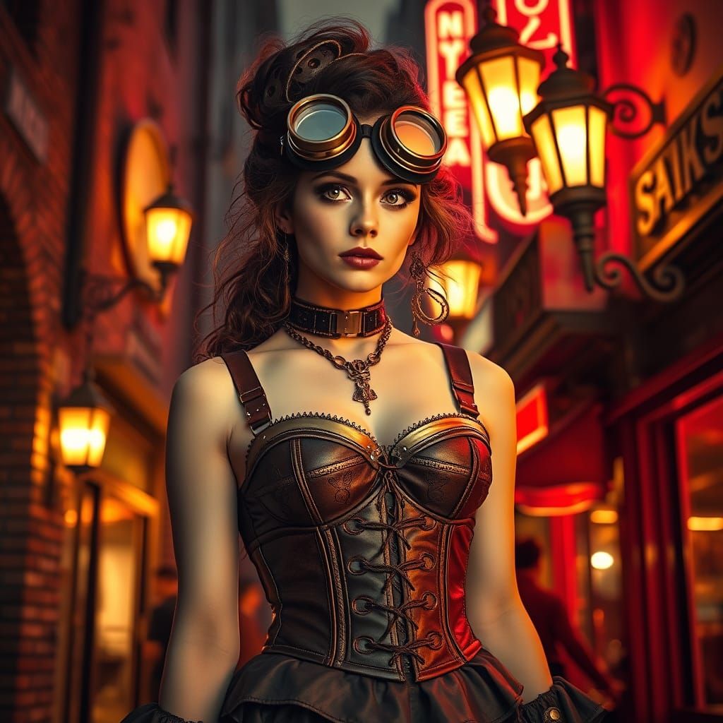 Steampunk Courtesan in Baku's Red Light District