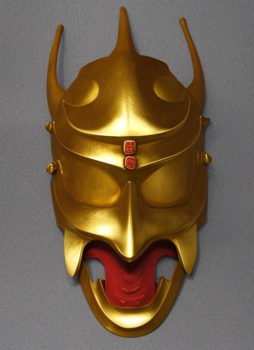 Golden Red Samurai Mask: Striking Design