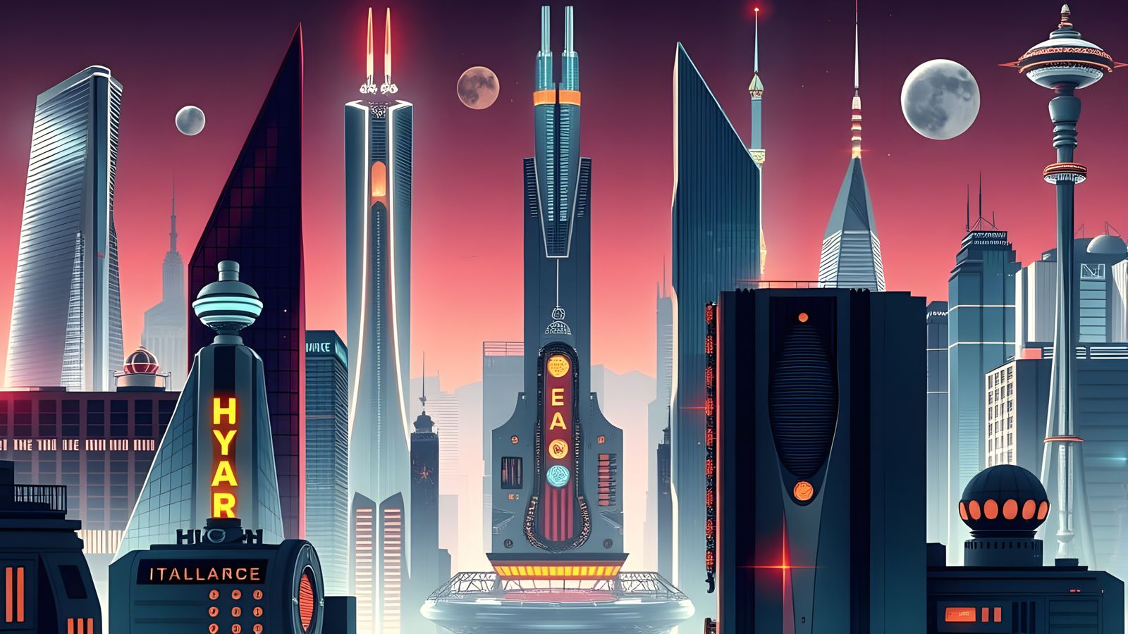 Surreal Cityscape in Bauhaus Style