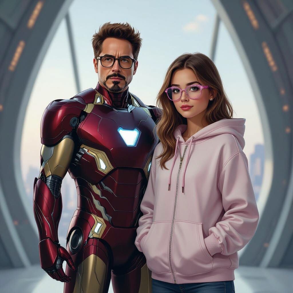Iron Man and Daughter in Stark Tower