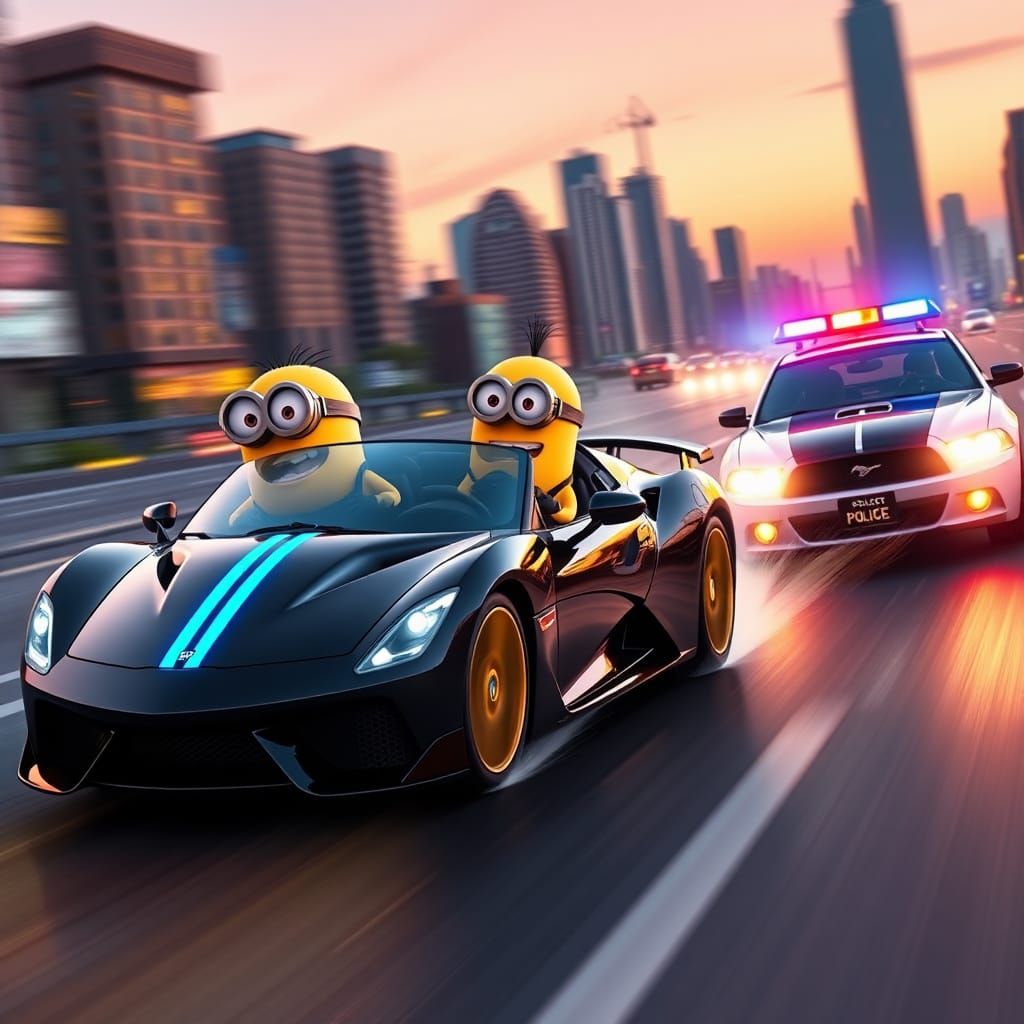 Minions Chase Scene in Pixar Animation Style