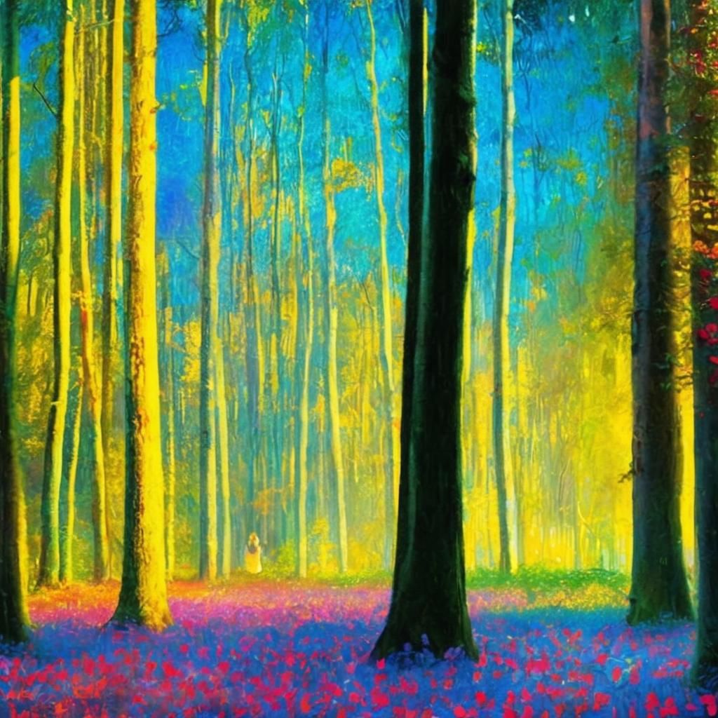 Lovers in Mystical Forest: Art Nouveau Digital Portrait