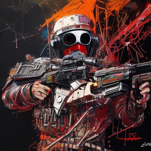 Cyber Noir Samurai Cowboy Outlaw in Digital Painting