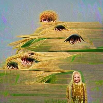 Eerie Children in a Cornfield at Dusk