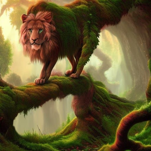 Fantasy Forest: Lion Tree Monster in Earth Tones