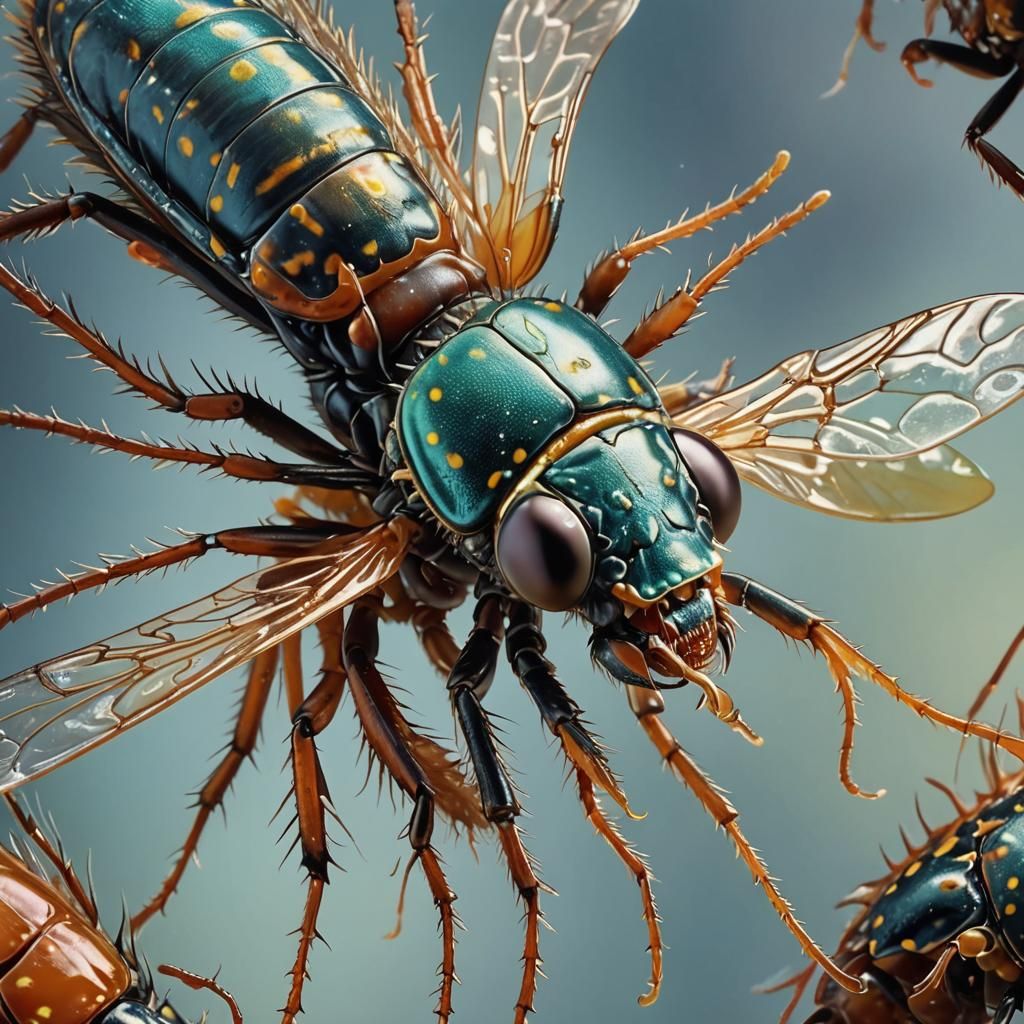 Hyper-Realistic Flea in Splash Art Style