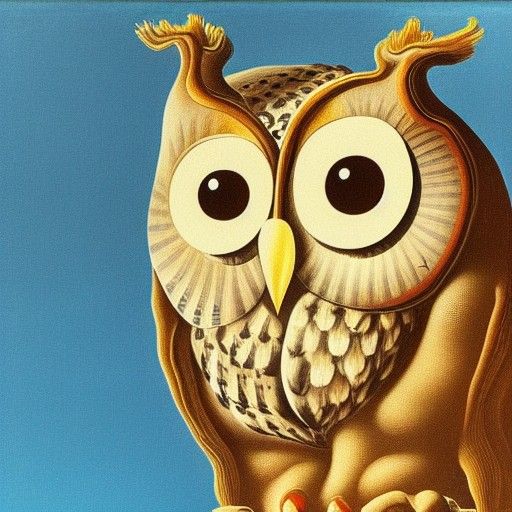 Surreal Man with Owl on Horse, Dali Style