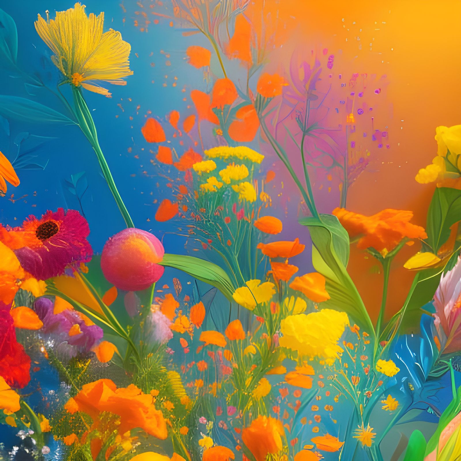 Colourful Flowers Digital Illustration in 8k Resolution