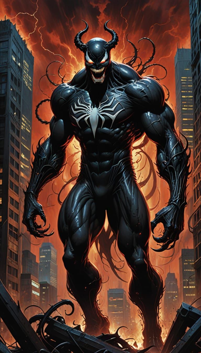 Cybernetic Horror Figure: Dark, Gritty, Venom-Inspired Super...