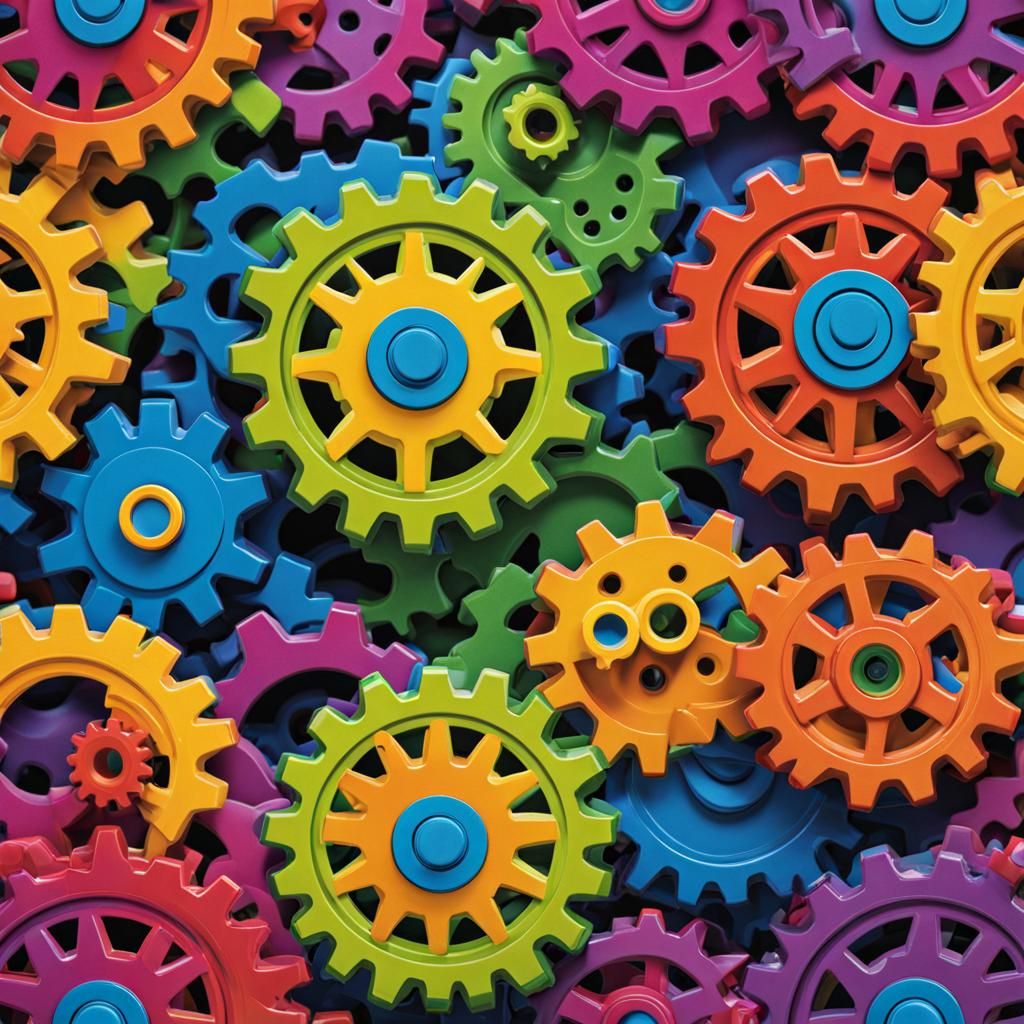 Bright Rainbow Gear Tile Pattern