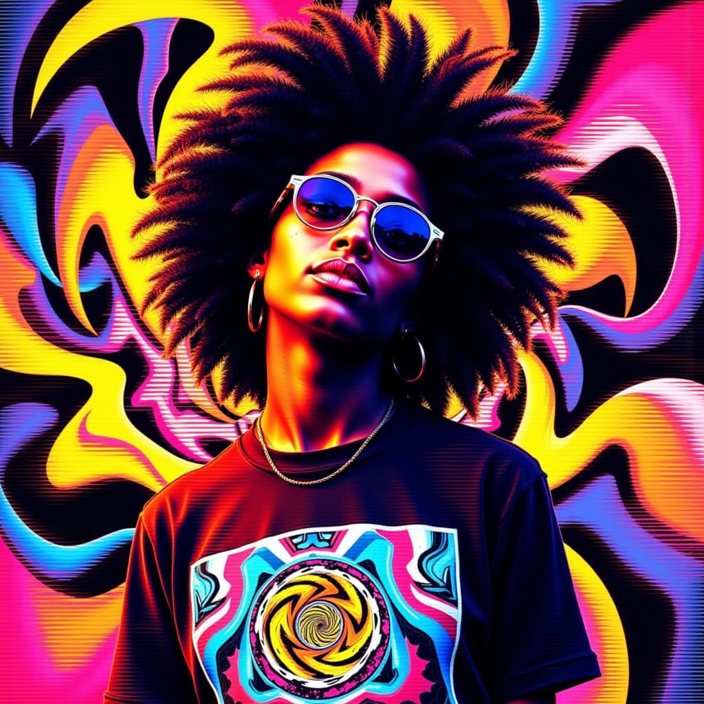 Dynamic Portrait of a Woman in Bold, Cyberpunk Style