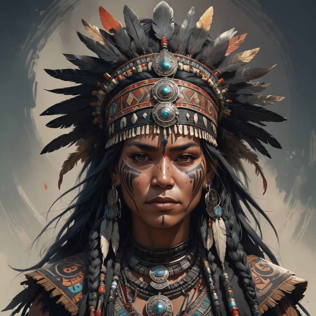 Indigenous Shaman Portrait in Hyperdetailed Digital Art