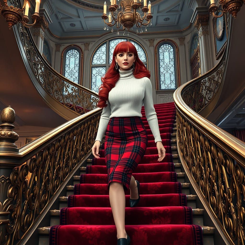 Regal Woman in Luxurious Mansion Setting