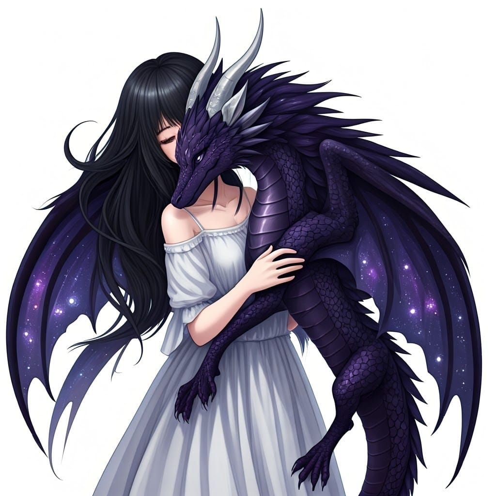 Girl with Midnight Dragon, Anime 3D Art