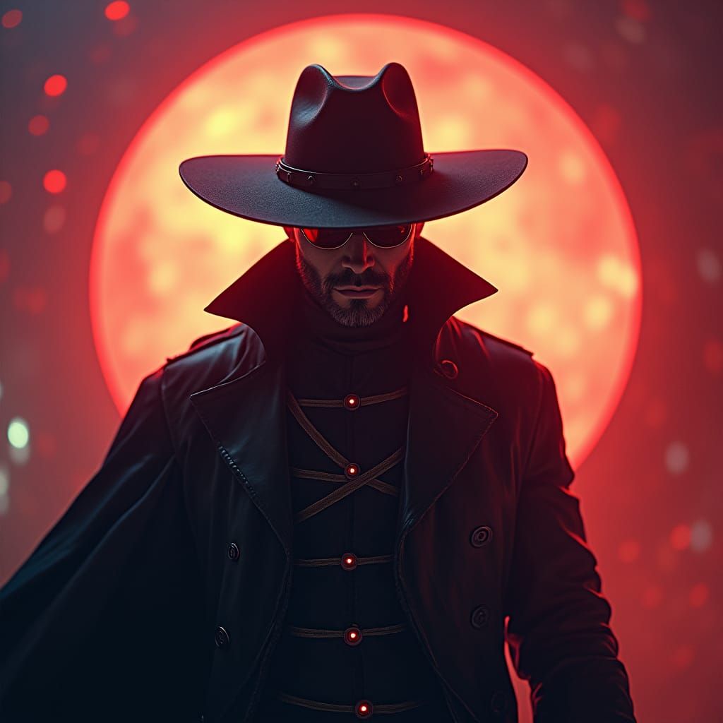 Cyberpunk Cowboy in Art Nouveau Style