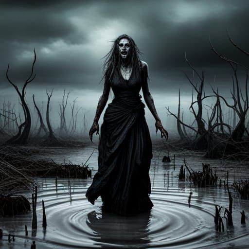 Dark Fantasy Ghoul in a Spooky Swamp