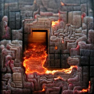Dungeon door in a burning hell
