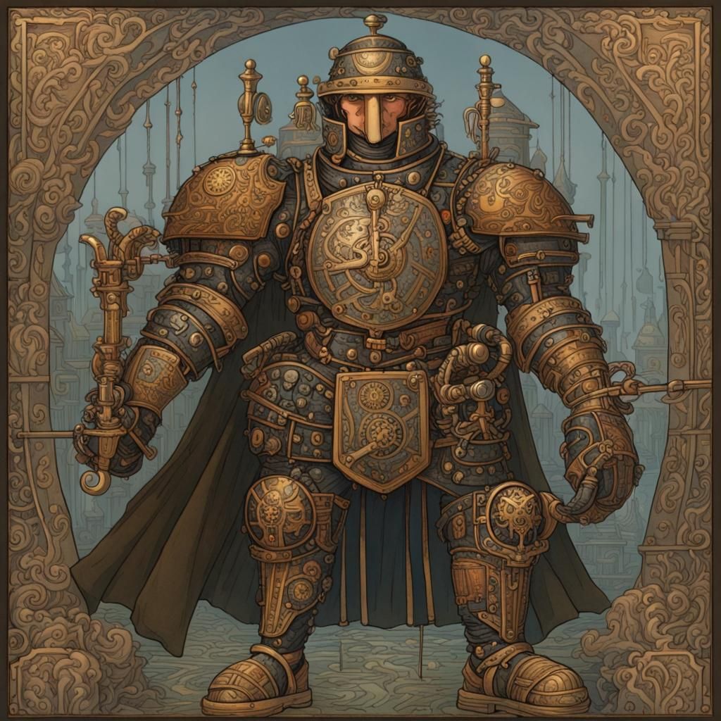 Steampunk Knight Armor in Bilibin Style