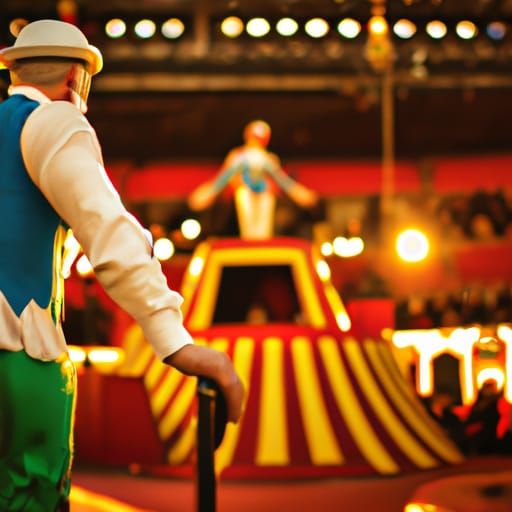 Vibrant Circus Scene in Pointillist Watercolor