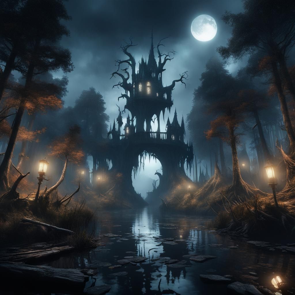 Apocalyptic Lake and Forest in Digital Matte Painting