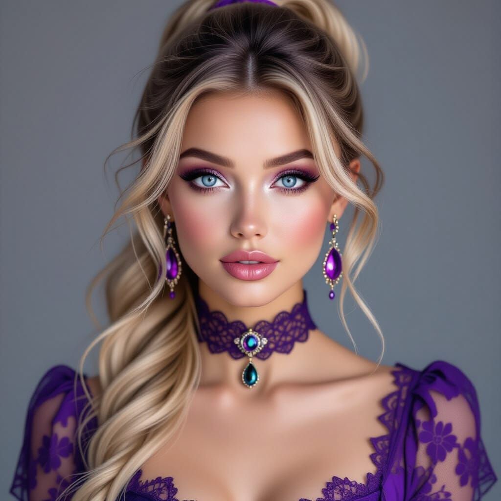 Striking Portrait of a Woman in Purple Lace