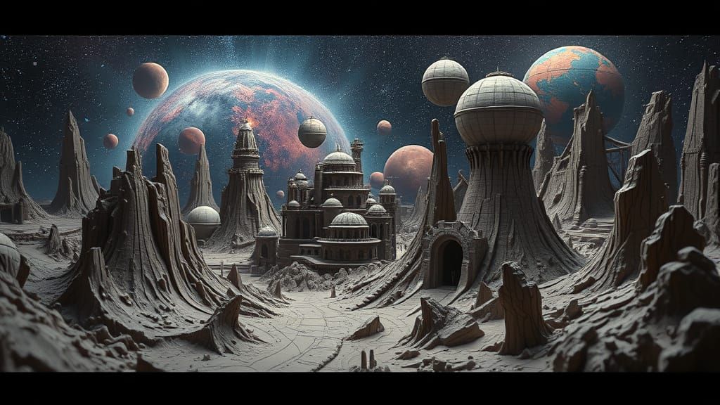 Cosmic Clay Vista in Dystopian Style