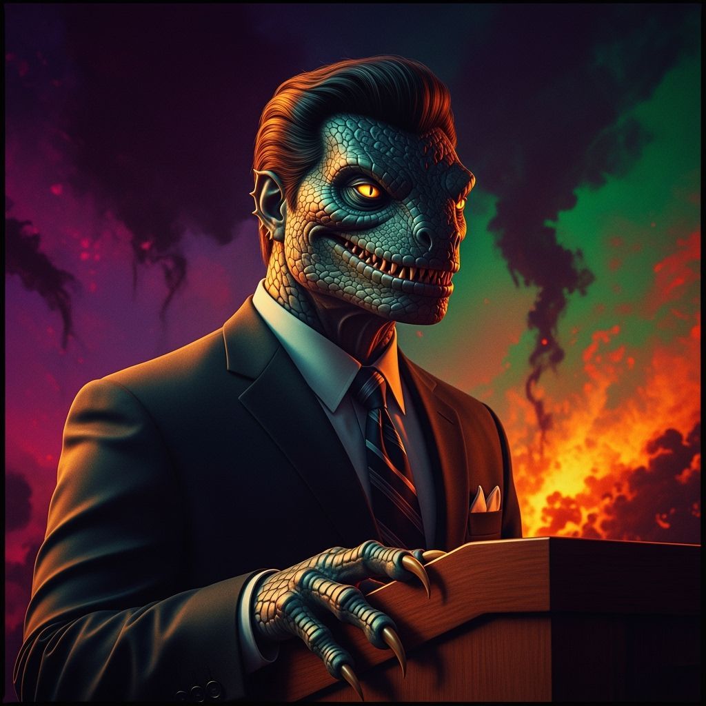 Lizard Politician in Dramatic Cinematic Style