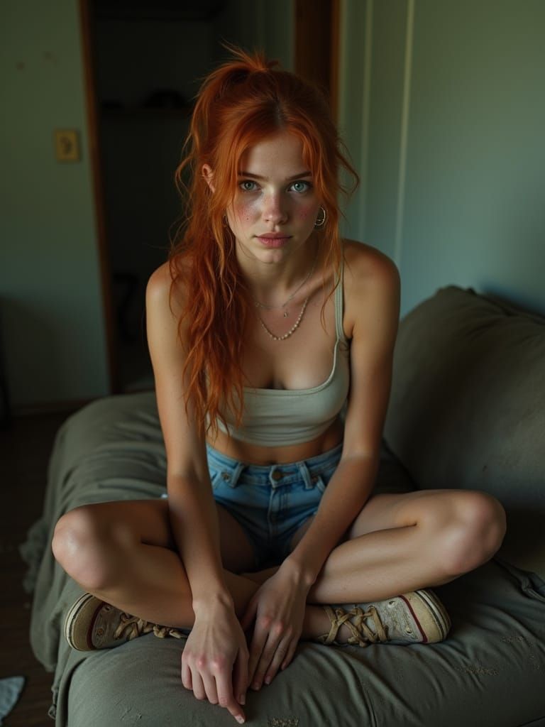Young Woman in a Moody Mobile Home Atmosphere