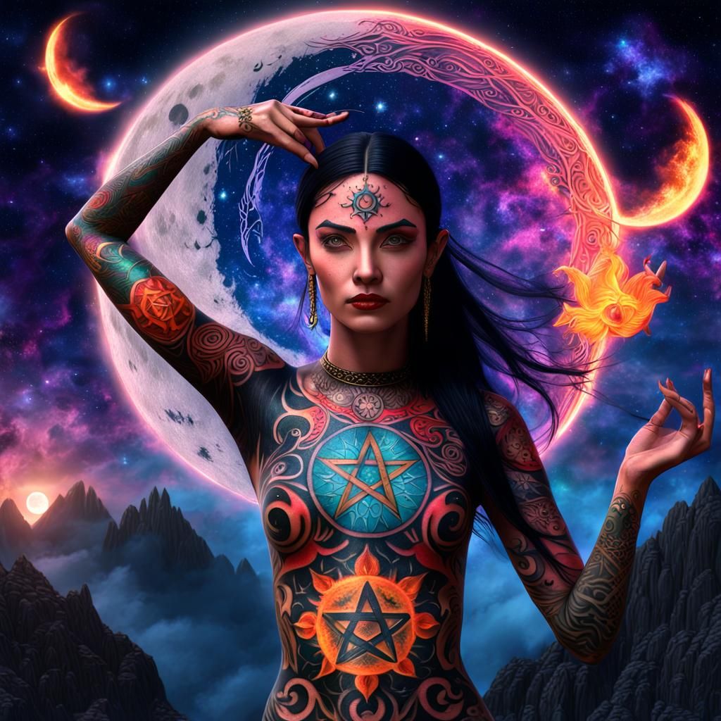 Full Sleeve Tattoo Design with Galaxy and Fairy