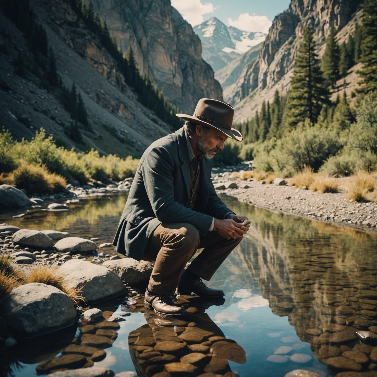 Western Gentleman Reflections in Mountain Creek