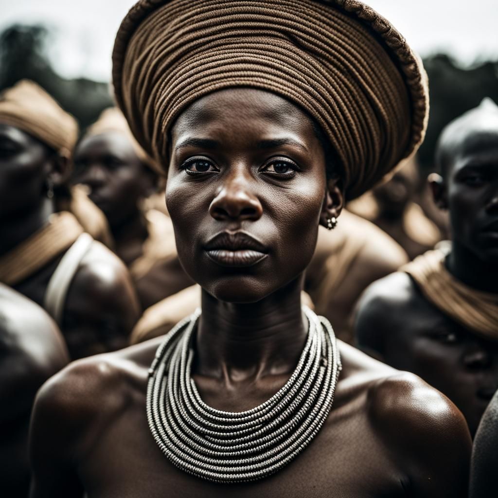 African Queen Portrait Conquering Soldiers