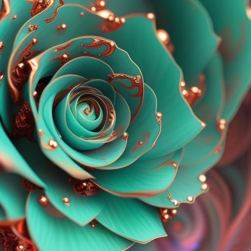 Crystallized Fiery Rose in Detailed Calligraphy Ink Painting