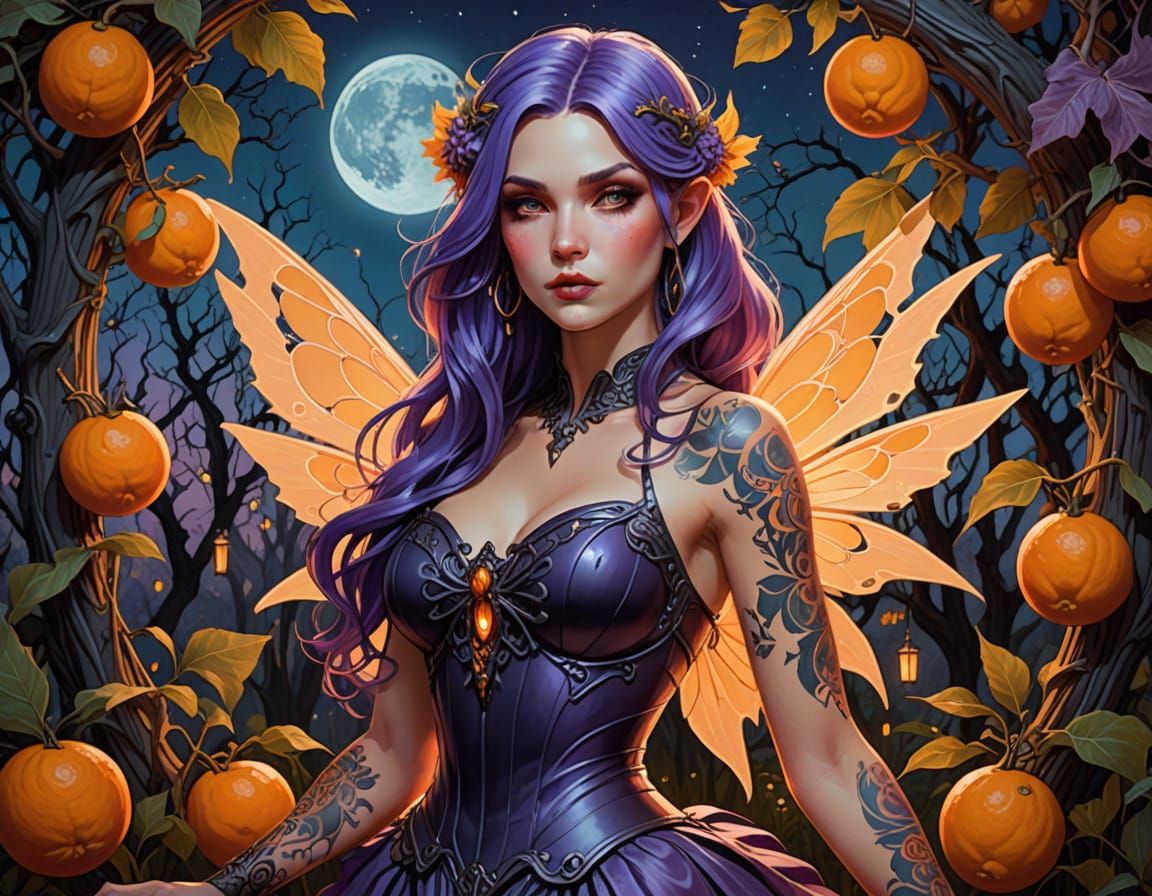 Ethereal Gothic Fairy Illuminated by Moonlight