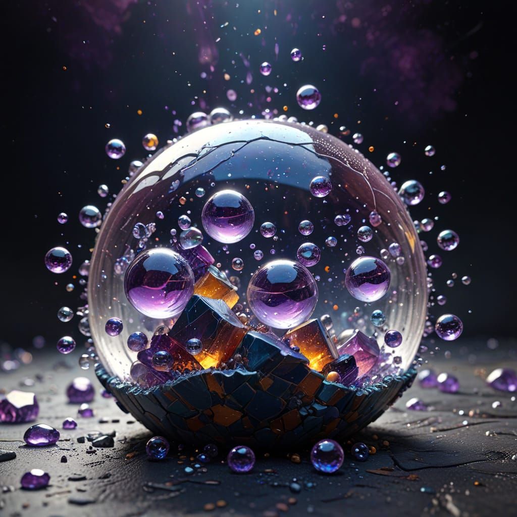 Amethyst Glass Bricks with Sparkling Bubbles