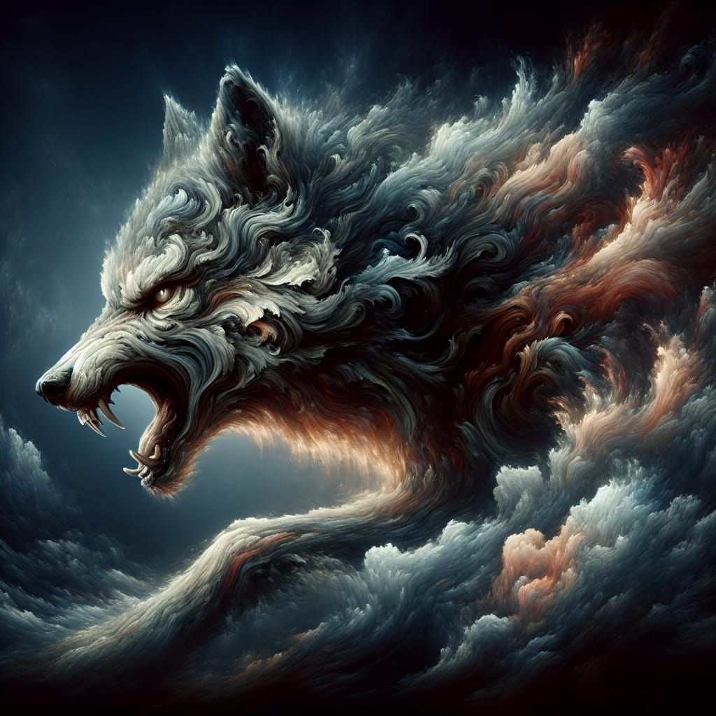 Dramatic Wolf in Matte Painting Style
