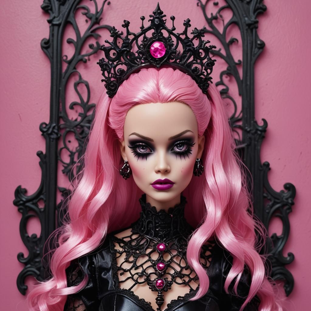 Gothic Barbie: Pink Glam Sinister Digital Art