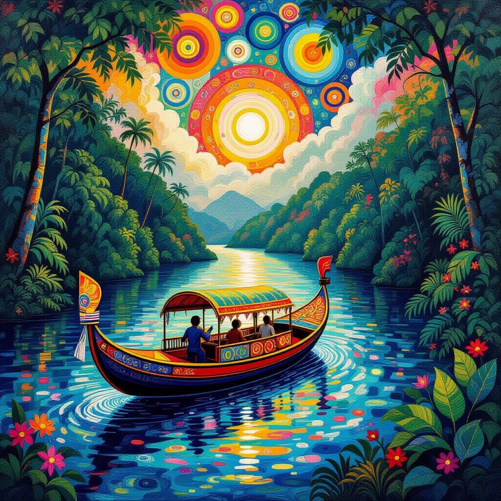 Psychedelic Bucintoro Navigates Amazon in Dreamscape