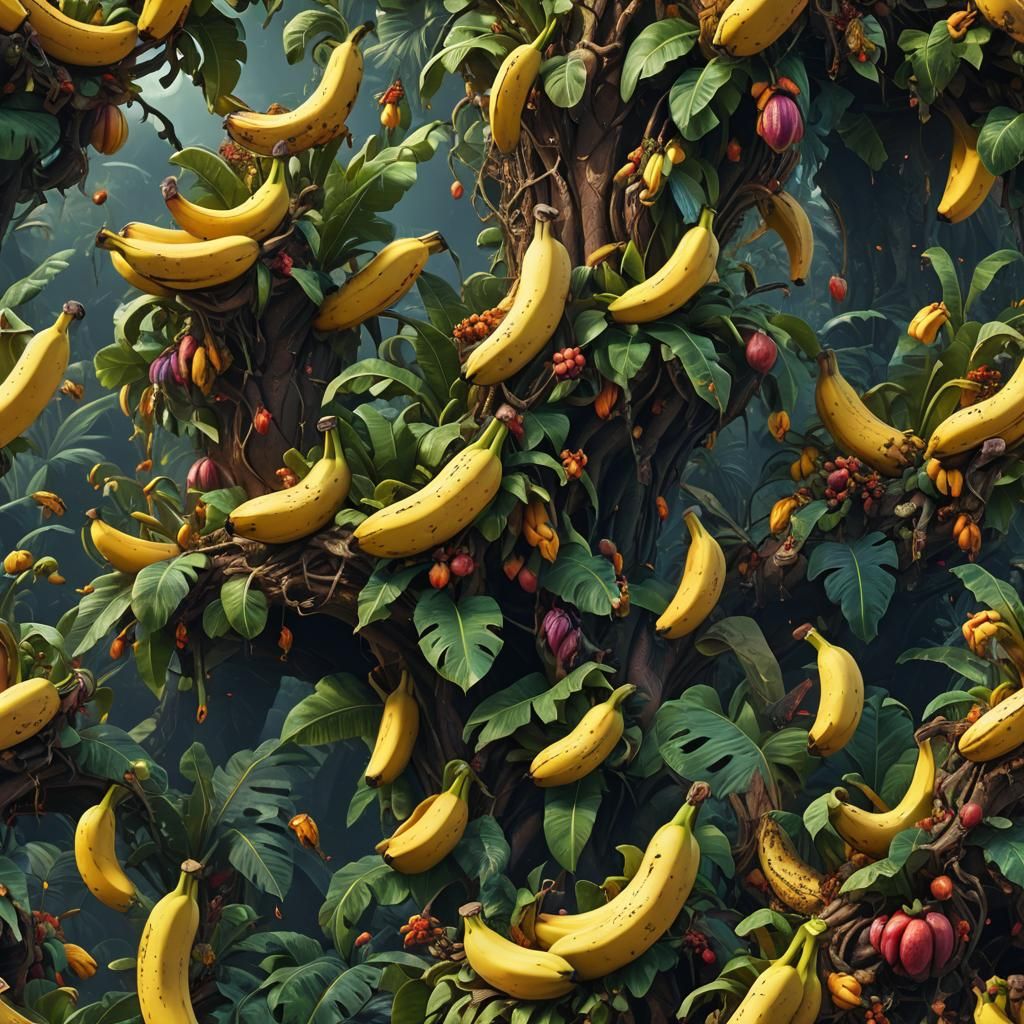 Fantastical Hot Bananas in Detailed Matte Painting