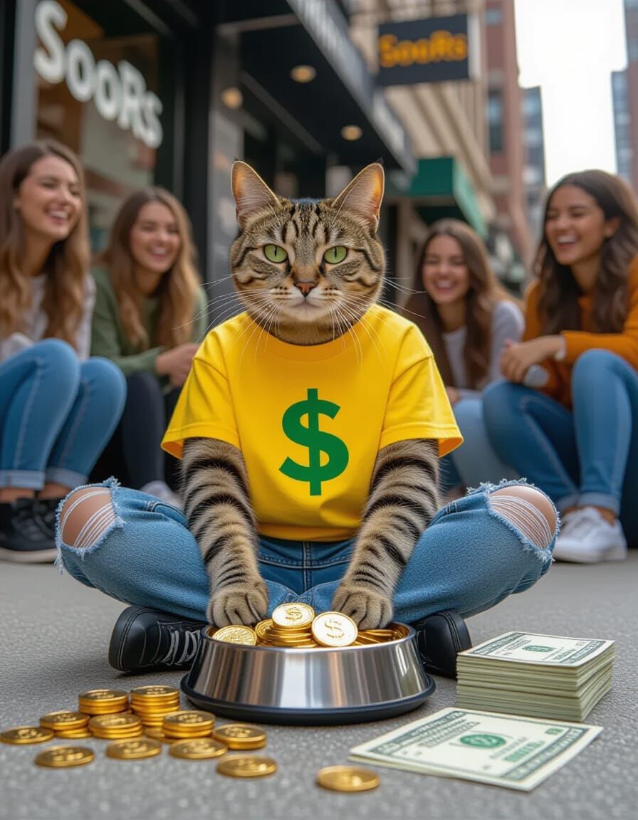 Tabby Cat Fashion Show on the Street