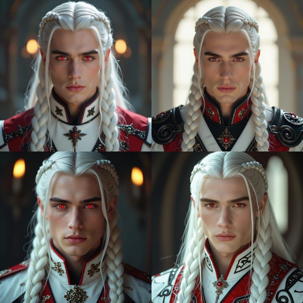 Hyperrealistic Portrait of a Young Man with Red Eyes