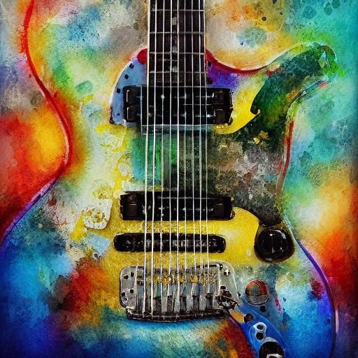 Vibrant Watercolor Electric Guitar Hero