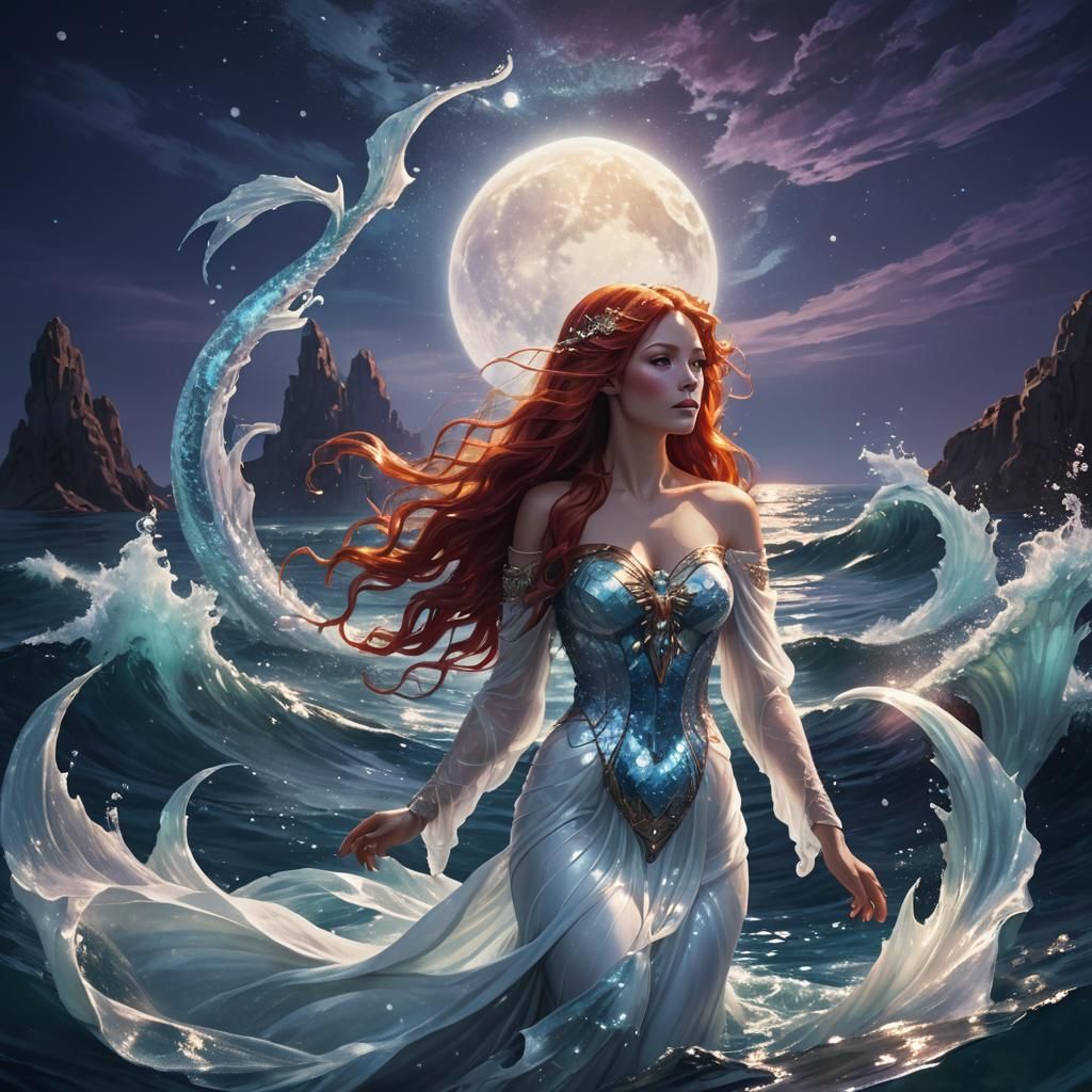 Sea Goddess in Ethereal Moonlight