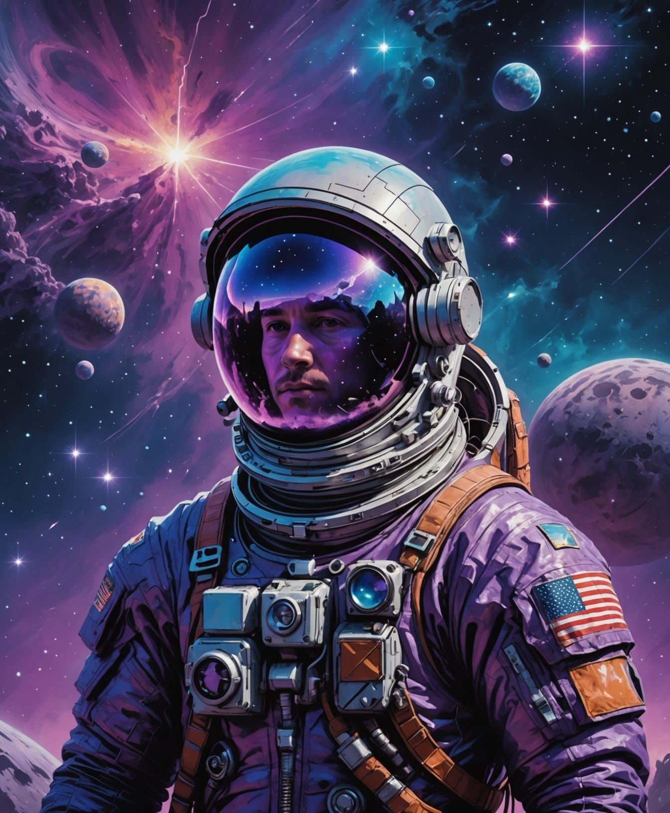 Astronaut Lost in Nebula with Star Map