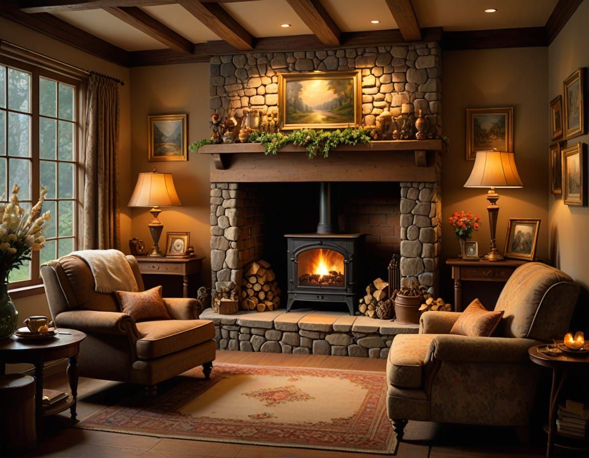 Cozy Winter Scene in Earthy Tones