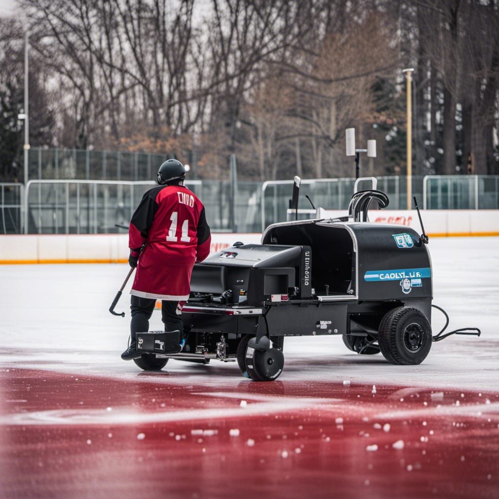 Zamboni cleaning up after the marching band bloodbath on ice...