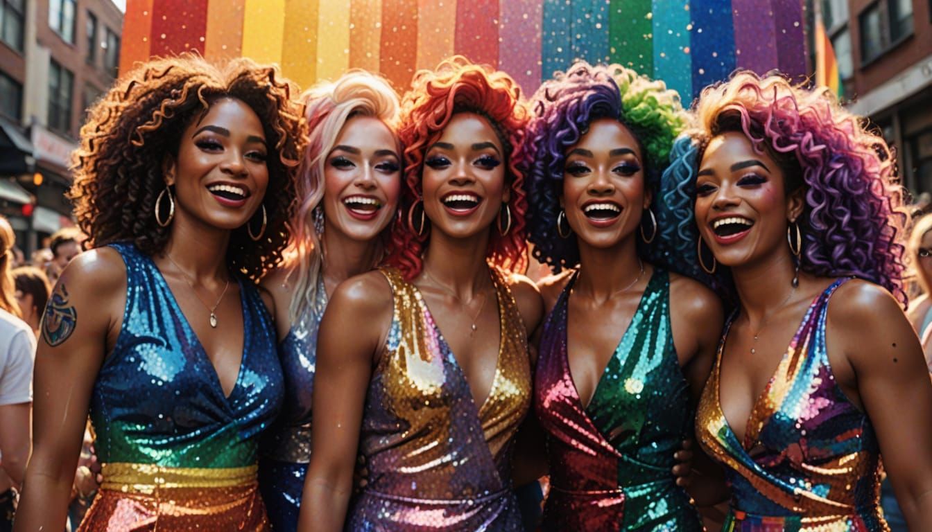 Colorful Pride Parade Celebration in Splash Art Style